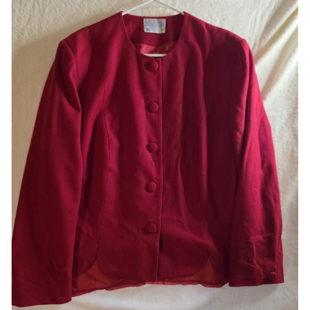 Vintage Pendleton Women's Red 100% Virgin Wool Jacket Blazer Made USA